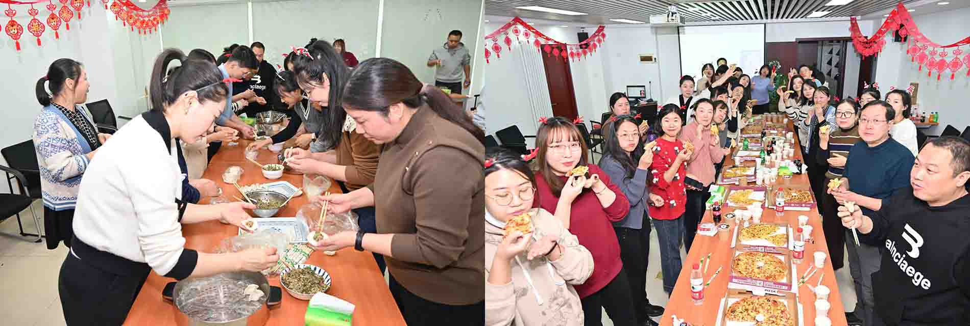 Winter Solstice, Hollywell happily eats dumplings